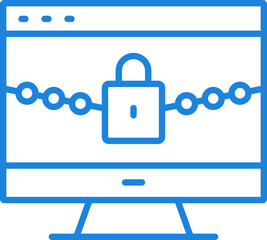 ransomware line icon, ransomware icon — cyber attack, malware threat, data hacking, security breach symbol vector