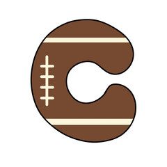 C American football cute typography alphabet letter sport for kid back to school bulletin board