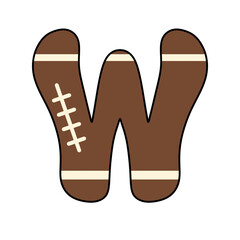W American football cute typography alphabet letter sport for kid back to school bulletin board