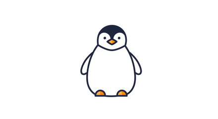 Fototapeta premium Cartoon Penguin with a Gentle Look A Cute Animal Illustration with Classic Black and White, Perfect for a Kids Project