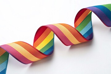 High angle view of ribbon against on white background