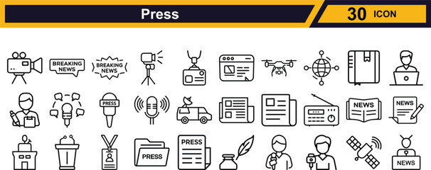 Vector art of press and media icons set