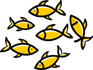 Fototapeta premium Group of small fish schooling isolated on white background isolated on transparent background