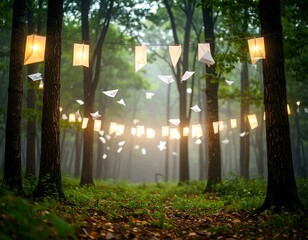 Enchanting Forest Lights  Paper Airplanes.