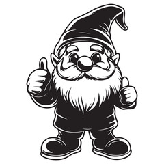 Fototapeta premium Garden gnome thumbs up logo black silhouette vector isolated 