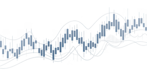 Abstract financial stock market graph with candlestick bars isolated on transparent background