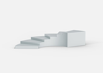 Modern white staircase with sleek curved design, perfect for architectural concepts, 3d illustration