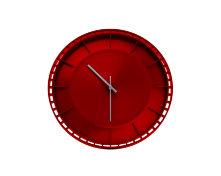 Modern Sleek Vibrant Red Wall Clock Ten Thirty 10:30 For Modern Interiors 3D Illustration