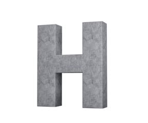 3d Concrete Capital Letter H Alphabet H Made Of Grey Concrete Stone White Background 3d Illustration