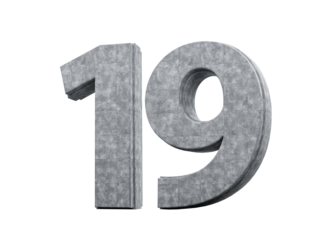 Concrete Number Nineteen 19 Digit Made Of Grey Concrete Stone 3d Illustration