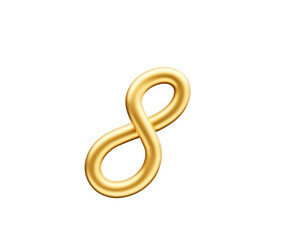 Obraz premium 3d Golden Shiny Digit 8 Number Eight Rounded Inflatable Font White Background 3d Illustration