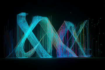 Futuristic concept of glowing holographic letters