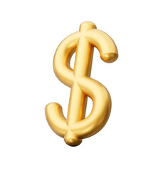 3d Golden Shiny United States Dollar Currency Icon Isolated On White Background, 3d illustration