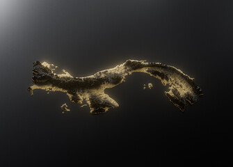 Panama Map Golden Metallic Texture Map Gold Reserves And Gold Mining Concept 3D Illustration