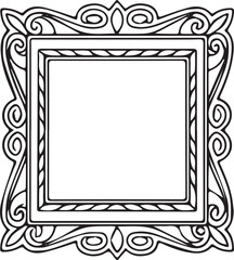 white and black ornate antique baroque vector frame for a vintage photo