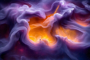Celestial Swirls: Purple Nebula Enveloping Golden Core
