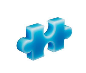 Obraz premium A smooth, glowing blue puzzle piece with a soft, futuristic and elegant appearance. 3d illustration