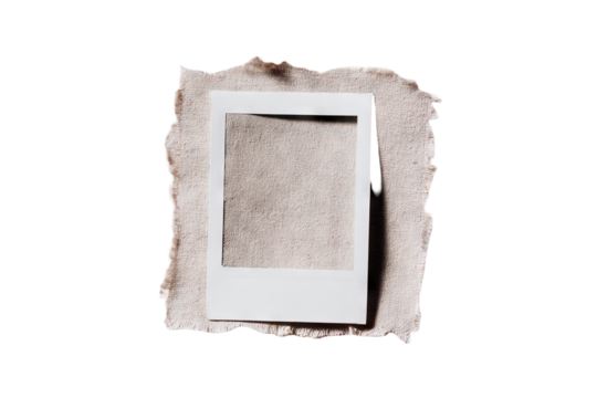 Vintage polaroid photo frame with torn edges letting memories shine