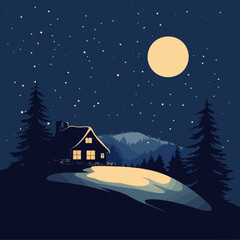 Naklejka premium christmas, cover, background, vector, winter, snow, xmas, card, celebration, snowflake, cold, season, pattern, scene, snowflakes, christmas tree