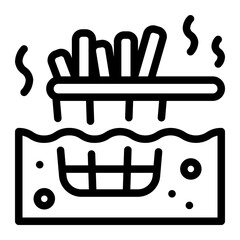 This Frying icon is suitable for Food, Cooking, Culinary, etc.
