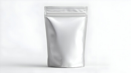 Sleek blank white stand-up pouch zipper bag showcasing modern packaging design for product branding