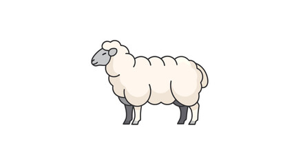 Isolated Cartoon Sheep Illustration Depicting Farm Animals for Educational Resources and Children's Books, Suitable for Agricultural and Nature-Themed Design Projects.