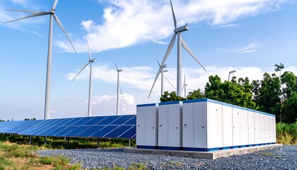 Wind turbines and solar panels