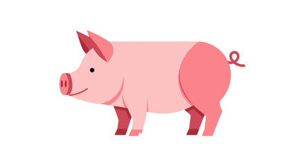 Illustration of a Pink Pig for Educational Purposes, Children's Books, Farm Animal Learning, and Agricultural Awareness Campaigns.