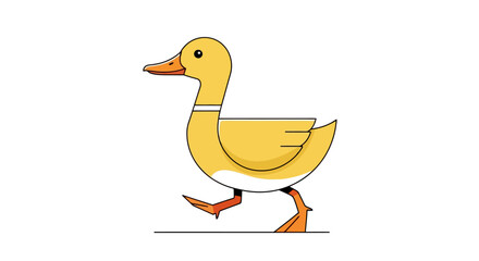Animated Yellow Duck Walking Illustration for Children's Education and Animated Content Creation, Suitable for Nature-Themed Projects and Learning Resources