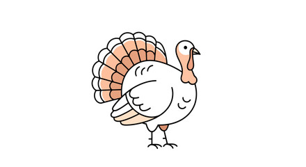 Simple and Charming Turkey Illustration for Thanksgiving, Holiday Greetings, and Festive Design Projects Emphasizing the Celebration of Food and Family