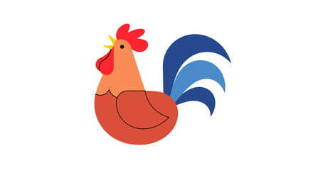 Stylized Rooster Illustration with Bold Colors, Ideal for Children's Books, Farm-Themed Designs, and Educational Resources About Poultry and Animal Illustrations