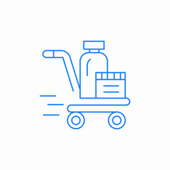 cart two wheels bottle box icon sign vector