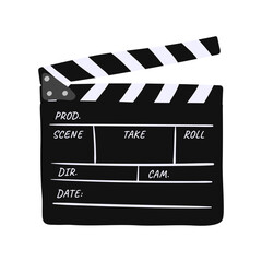 Obraz premium Movie clapperboard in hand drawn style. Vector illustration isolated on white background