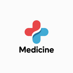 Medical Cross Logo Symbol in Red and Blue for Healthcare and Pharmaceutical Industry Services and Concepts