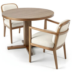 Fototapeta premium round table and chair with arms on white background