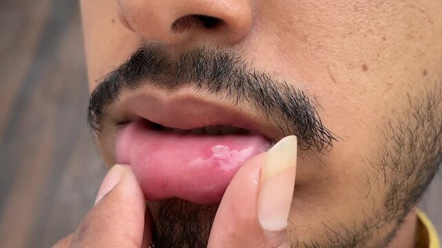 Mouth Ulcer on Lip | Boy Showing Lip Sore Problem