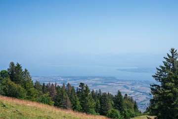 Fototapeta premium Vue estivale depuis la Barillette sur le bassin lémanique