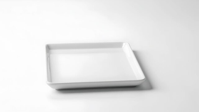 Rectangular White Serving Tray with Rounded Corners on Clean White Background