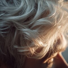Naklejka premium simple closeup of white hair in soft light 