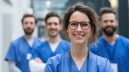smiling team of doctors and nurses at hospital no logos no brands ar 169