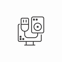 monitor plug icon sign vector