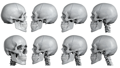 3D render detailed realistic human skull. 3D render detailed realistic human skull. Dental anatomy visualization.