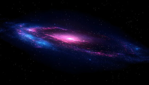 Cosmic Symphony: A vibrant galaxy swirls against the infinite bl