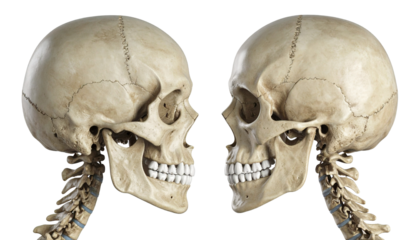 3D render detailed realistic human skull. 3D render detailed realistic human skull. Dental anatomy visualization.