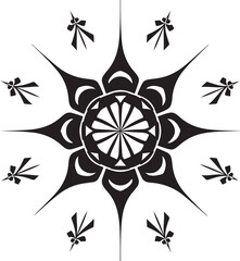 Intricate Black and White Floral Pattern Ornamental Design Showcasing Symmetry and Elegance in a Decorative Artistic Composition for Various Design Projects