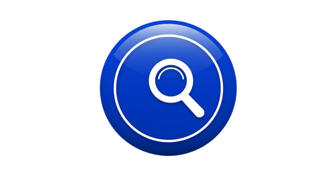 Shiny Blue Search Icon with White Magnifying Glass Illustration