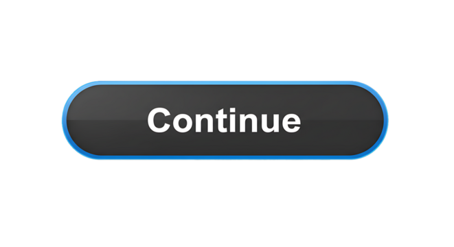 Sleek Continue Button with Blue Outline on Black Background