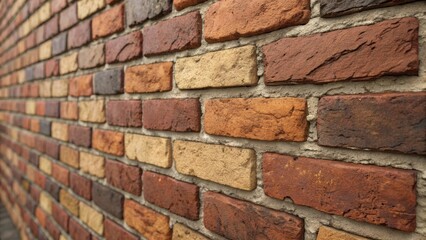 Obraz premium A textured brick wall with varying shades of red and brown