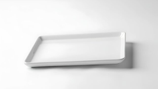 White Rectangular Serving Tray with Rounded Edges in Clean Minimalist Style on White Background