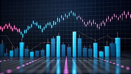 Futuristic digital financial market data visualization